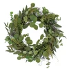 Artificial Wreath Decoration, Green, Woven Branch Base, Decorated With Eucalyptus Leaves, Baby'S Breath, Flowing Green Stems, Spring Collection, 22 Inches^National Tree Company Best