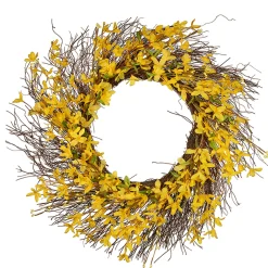 Artificial Spring Wreath, Woven Branch Base, Decorated With Forsythia Flowers, Spring Collection, 24 Inches^National Tree Company Best Sale