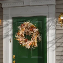Cheap National Tree Company Artificial Autumn Wreath, Decorated With Raffia Leaves, Corn Cobs, Berry Clusters, Autumn Collection, 24 Inches