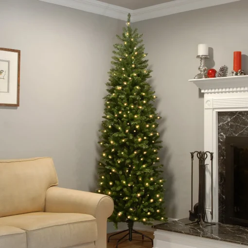 Sale National Tree Company Artificial Pre-Lit Slim Christmas Tree, Green, Kingswood Fir, Dual Color Led Lights, Includes Powerconnect And Stand, 7 Feet