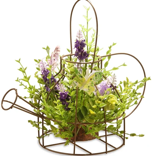 Artificial Iron Kettle Decoration, Metal Frame, Decorated With Lavender, Leafy Greens, Spring Collection, 12 Inches^National Tree Company Sale