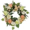 Artificial Spring Wreath, Woven Branch Base, Decorated With Rose And Peony Flower Blooms, Leafy Greens, Spring Collection, 24 Inches^National Tree Company Best