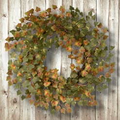 Store National Tree Company Artificial Autumn Wreath, Decorated With Ivy, Autumn Collection, 24 In