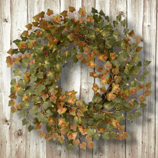 Store National Tree Company Artificial Autumn Wreath, Decorated With Ivy, Autumn Collection, 24 In