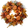 Best National Tree Company Artificial Autumn Wreath, Decorated With Pumpkins, Gourds, Berry Clusters, Maple Leaves, Autumn Collection, 22 In