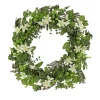 Artificial Wreath Decoration, Green, Woven Branch Base, Decorated With Mixed Flower Blooms, Flowing Green Stems, Spring Collection, 24 Inches^National Tree Company Sale