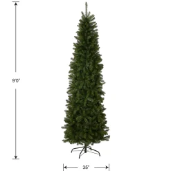 Discount National Tree Company Artificial Slim Christmas Tree, Green, Kingswood Fir, Includes Stand, 9 Feet
