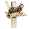 Artificial Potted Plant Table Decoration, Black, Decorated With Fern Branches, Hydrangea Blooms, Spring Collection, 31 Inches^National Tree Company Store