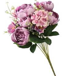 Artificial Floral Bouquet, Vine Stem Base, Decorated With Purple Rose Blooms, Purple Berry Clusters, Seed Pods, Leafy Greens, Spring Collection, 19 Inches^National Tree Company Best Sale