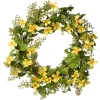 Artificial Hanging Wreath, Woven Vine Stem Base, Decorated With Yellow Cosmos Flower Blooms, Flowing Green Stems, Spring Collection, 22 Inches^National Tree Company Sale