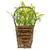 Artificial Hanging Wall Basket, Woven Branch Base, Decorated With Pastel Eggs, Spring Flowers, Leafy Greens, Spring Collection, 18 Inches^National Tree Company Shop
