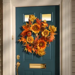 Cheap National Tree Company Artificial Autumn Wreath, Decorated With Sunflowers, Pinecones, Berry Clusters, Acorns, Pumpkins, Maple Leaves, Autumn Collection, 22 In