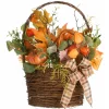 Best Sale National Tree Company Artificial Flowers In Wicker Basket, Decorated With Pumpkins, Gourds, Flower Buds, Burlap Bows, Maple Leaves, Autumn Collection, 17 In