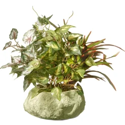 Artificial Potted Plant, Decorated With Ivy, Snake Plants, Leafy Greens, Includes Rock Ceramic Base, Spring Collection, 10 Inches^National Tree Company Cheap