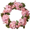 Artificial Hanging Wreath, Woven Branch Base, Decorated With Pink Hydrangea Blooms, Berry Clusters, Leafy Greens, Spring Collection, 24 Inches^National Tree Company Best Sale