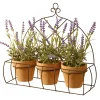 Artificial Potted Plants In Metal Holder, Decorated With Lavender Plants, Classic Pot Bases, Ornate Metal Holder, 3 Plants, Spring Collection, 13 Inches^National Tree Company Outlet