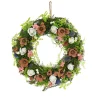 Artificial Wreath Decoration, Pink, Lightweight Foam Base, Decorated With Assorted Flower Blooms, Roses, Seed Pods, Flowing Green Stems, Spring Collection, 18 Inches^National Tree Company Store