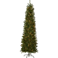 Best National Tree Company Artificial Pre-Lit Slim Christmas Tree, Green, Kingswood Fir, Clear Lights, Includes Stand, 6.5 Feet