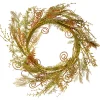 Artificial Hanging Wreath, Vine Stem Base, Decorated With Fern Fronds, Curled Branch Sprigs, Flowing Green Stems, Spring Collection, 22 Inches^National Tree Company Best