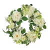 Artificial Wreath Decoration, Cream, Woven Branch Base, Decorated With Daisy, Peony And Buttercup Flower Blooms, Pink Seed Pods, Flowing Green Stems, Spring Collection, 22 Inches^National Tree Company Hot