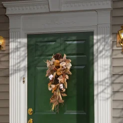 Best National Tree Company Artificial Autumn Teardrop, Decorated With Pine Cones, Berry Clusters, Pumpkins, Assorted Leaves, Autumn Collection, 30 Inches