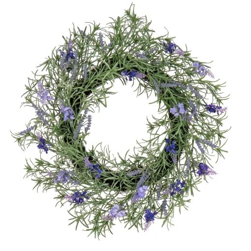 Artificial Wreath Decoration, Purple, Woven Branch Base, Decorated With Lavender, Rosemary, Flowing Green Stems, Spring Collection, 19 Inches^National Tree Company Discount