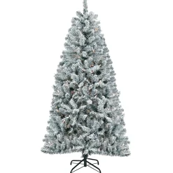Online National Tree Company Artificial Christmas Tree, Acacia, Flocked, Clear Lights, Includes Stand, 6 Feet