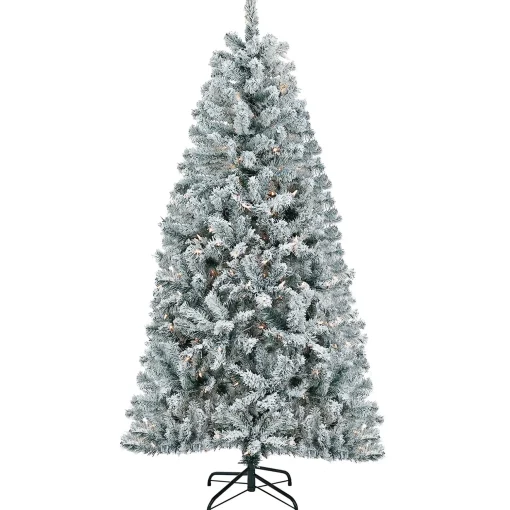 Online National Tree Company Artificial Christmas Tree, Acacia, Flocked, Clear Lights, Includes Stand, 6 Feet