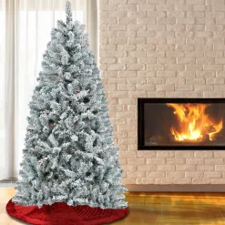 Online National Tree Company Artificial Christmas Tree, Acacia, Flocked, Clear Lights, Includes Stand, 6 Feet