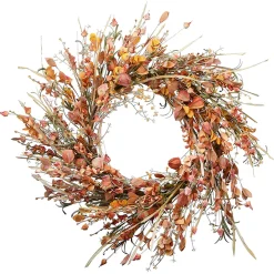 Discount National Tree Company Artificial Autumn Wreath, Decorated With Wildflowers, Stems, Stalks, Autumn Collection, 22 In