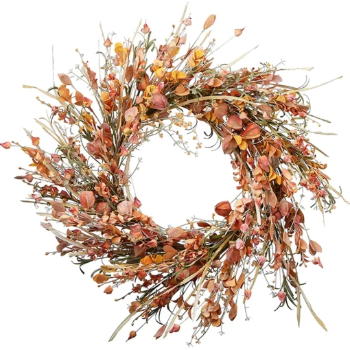 Discount National Tree Company Artificial Autumn Wreath, Decorated With Wildflowers, Stems, Stalks, Autumn Collection, 22 In