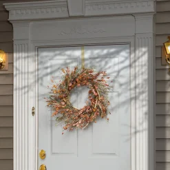 Discount National Tree Company Artificial Autumn Wreath, Decorated With Wildflowers, Stems, Stalks, Autumn Collection, 22 In