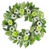 Artificial Spring Wreath, Woven Branch Base, Decorated With Rose And Anemone Flower Blooms, Leafy Greens, Spring Collection, 24 Inches^National Tree Company Fashion