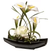 Artificial Potted Flowers, White Lilies And Roses, Includes White Base, Spring Collection, 11 Inches^National Tree Company Cheap