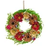 Artificial Wreath Decoration, Pink, Woven Branch Base, Decorated With Assorted Spring Flower Blooms, Seed Pods, Flowing Green Stems, Spring Collection, 17 Inches^National Tree Company Flash Sale