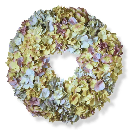 Artificial Hanging Wreath, Woven Branch Base, Decorated With Mixed, Colorful Hydrangea Blooms, Spring Collection, 19 Inches^National Tree Company Shop