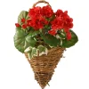 Artificial Wall Cone Basket, Wicker Base, Decorated With Red Geranium Flowers, Ivy, Spring Collection, 11 Inches^National Tree Company Hot