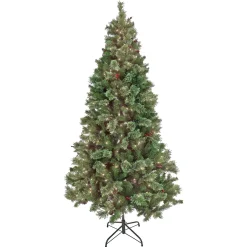 Sale National Tree Company 7.5Ft Pre-Lit Artificial Cashmere Decorated Hinged Tree, 550 Clear Lights-Ul