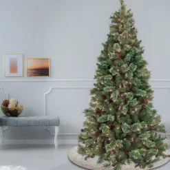 Sale National Tree Company 7.5Ft Pre-Lit Artificial Cashmere Decorated Hinged Tree, 550 Clear Lights-Ul