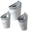 Garden Flower Planters, Pack Of 3 White Tin 'Flower' Pots, Features Hanging Loops, Spring Collection, Varying Sizes^National Tree Company Store