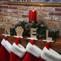 Sale National Tree Company Gold Sparkle Noel Christmas Stocking Holders, Gold And Silver With Paw Print, 4 Pieces, 5 In