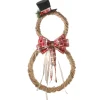 Hot National Tree Company Jute Snowman Holiday Christmas Wall Decor, Rustic, With Red Plaid Ribbons And Beaded Cords, 18 In