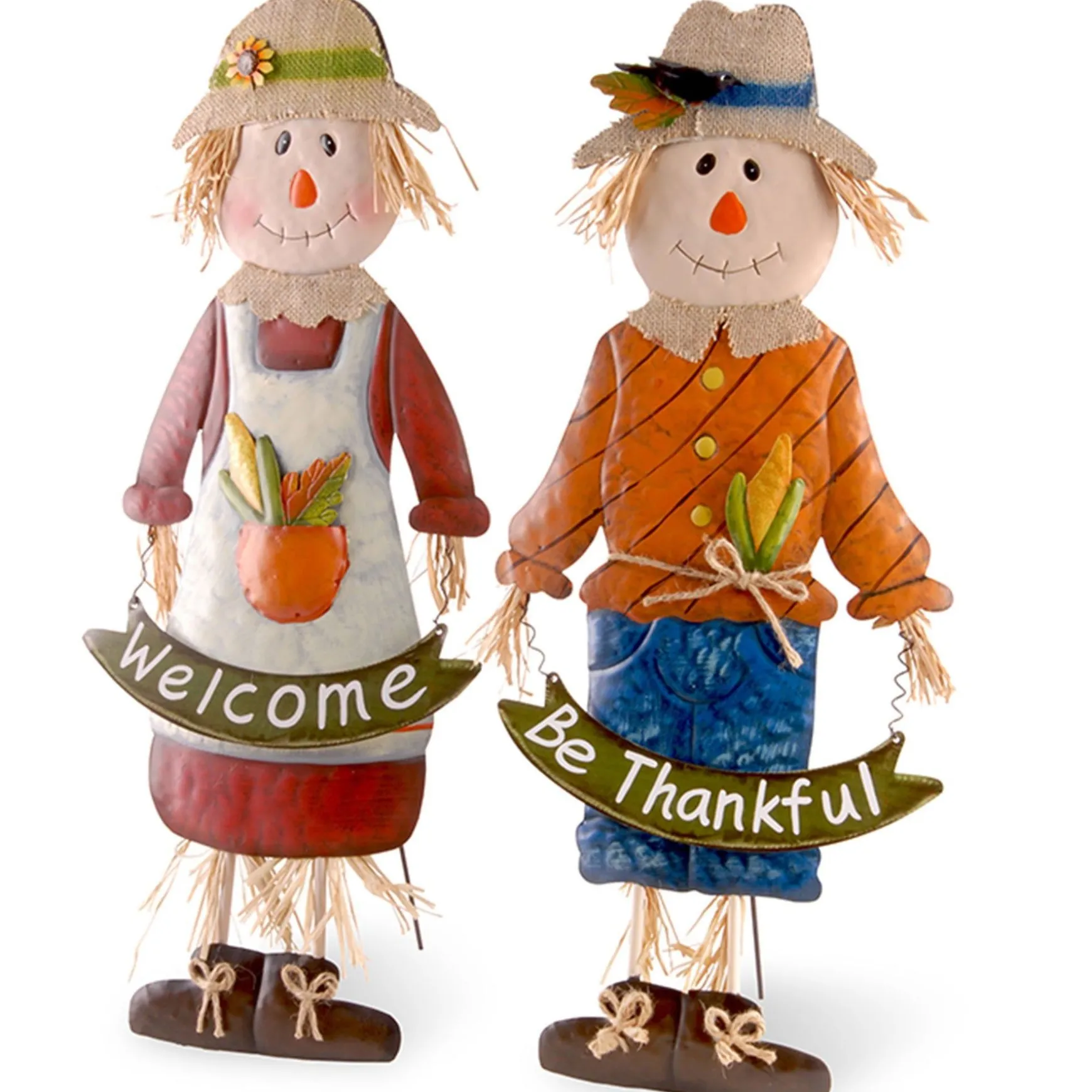 Hot National Tree Company Metal Scarecrow Standing Fall Decoration, Pack Of 2, Autumn Collection, 27 In