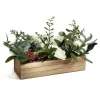 Cheap National Tree Company Mixed Greens And White Flowers Christmas Arrangement With Wood Box Base, 23 In