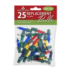 Online National Tree Company Multicolor Incandescent Replacement Bulbs, 2.5 Volts, Christmas Collection, Pack Of 25