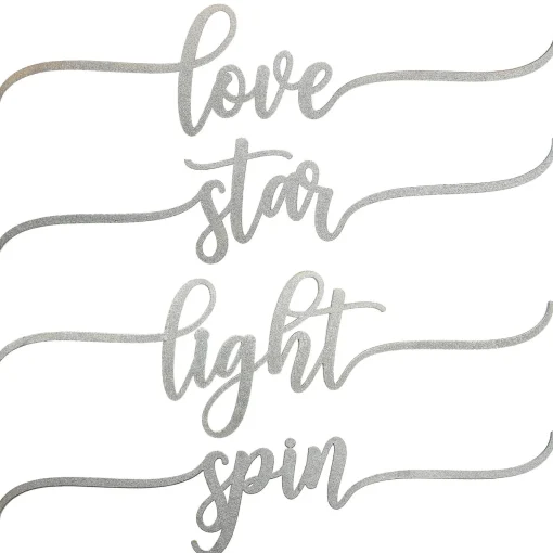 Clearance National Tree Company 4-Piece Hannukah Place Setting Message Decor, Curly Script Writing In Silver, 10 In