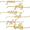 New National Tree Company 6-Piece Christmas Place Setting Message Decor, Curly Script Writing In Gold, 10 In