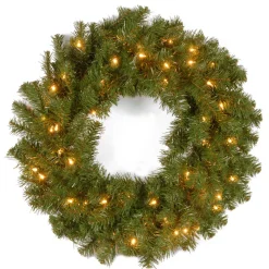 Flash Sale National Tree Company Pre-Lit Artificial Christmas Wreath, Green, Kincaid Spruce, White Lights, Christmas Collection, 24 Inches