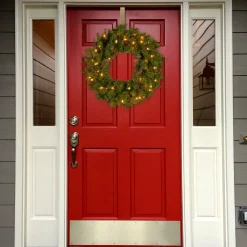 Flash Sale National Tree Company Pre-Lit Artificial Christmas Wreath, Green, Kincaid Spruce, White Lights, Christmas Collection, 24 Inches
