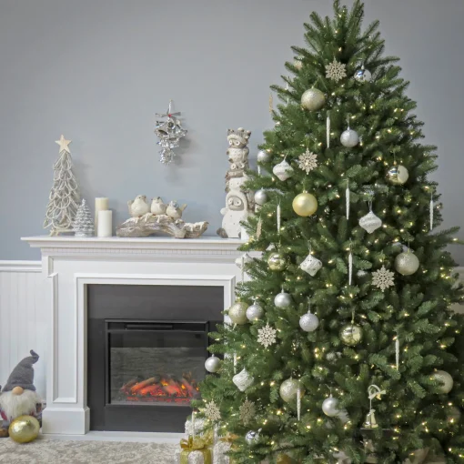 Flash Sale National Tree Company Pre-Lit Artificial Full Christmas Tree, Green, Dunhill Fir, Dual Color Led Lights, Includes Stand, 7.5 Feet